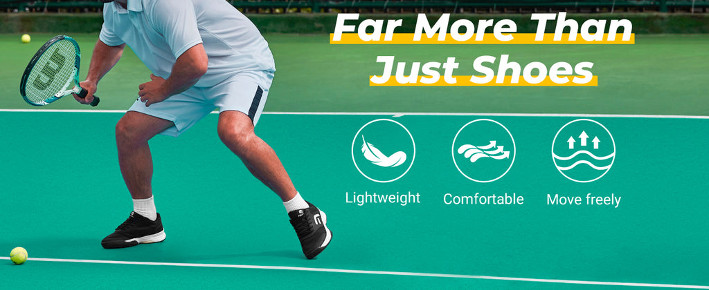 Fittington Wide Pickleball Shoes for Men Casual Sport Sneakers Breathable Tennis Shoes Hard Court Racquetball Cushioning Support