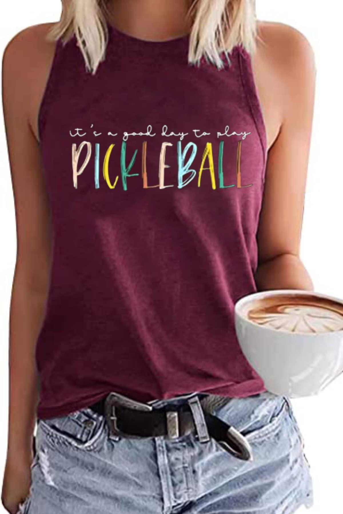 RMTXCD Women Itâ€™s a Good Day to Play Pickleball Tank Top Cute Pickleball Lover Vest Shirt Summer Casual Sport Sleeveless Top Purple