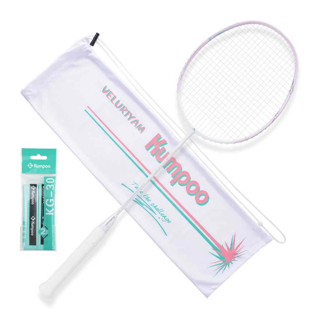 KUMPOO Professional Badminton Racket 5U Lightweight Carbon Fiber Badminton Racket with Great-Performance & Balance Pro Badminton Racket Racquet Set with Grip and Bag Purple LIULI