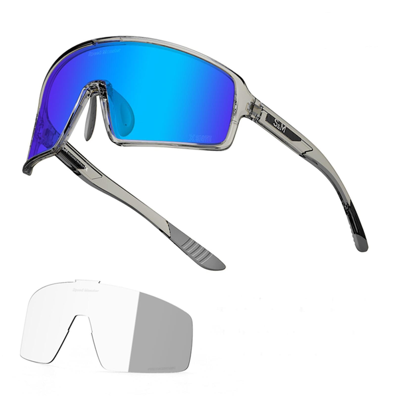 Summer Melon Cycling Sunglasses Bike Glasses For Men Coated UV Protection Bicycle Eyeglass Photochromic Sports Goggles(translucent-blue)