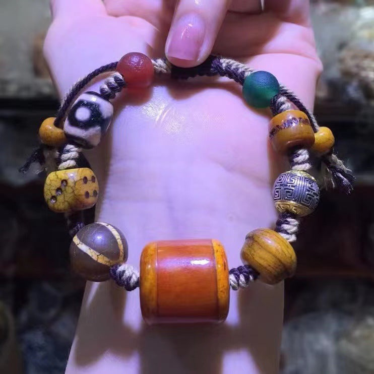 Hand-Woven Tiger Tooth Tibet Beads Bracelet for Women