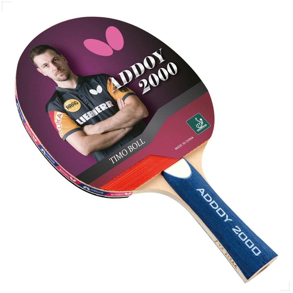 Butterfly Addoy Table Tennis Racket – Table Tennis Paddle with Smooth Rubber - Great Beginner Ping Pong Racket - ITTF Approved Butterfly Ping Pong Paddle - Choose 1000 2000 or 3000 Ping Pong Racket Models