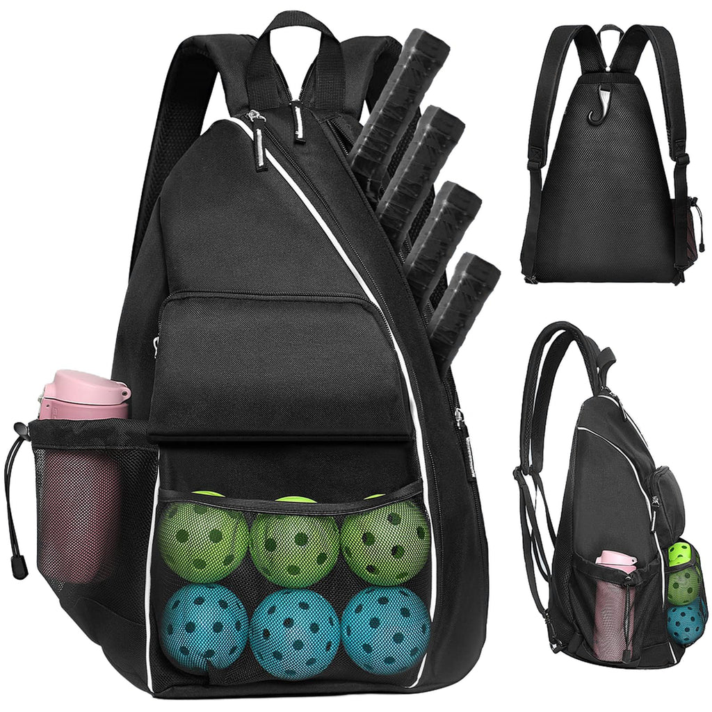 Pickleball Bags For Men Women Adjustable Pickleball backpack  Large Capacity Sports bag SquashTennis RacketSling bags Cross-body Sports Backpack With Fence Hook Fits For 4 Pickleball Paddles