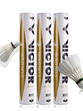 Victor Badminton Shuttlecocks Feather 12-Pack Shuttlecock Birdies Durable Sports Training Badminton Balls for Indoor Outdoor Gold No.3