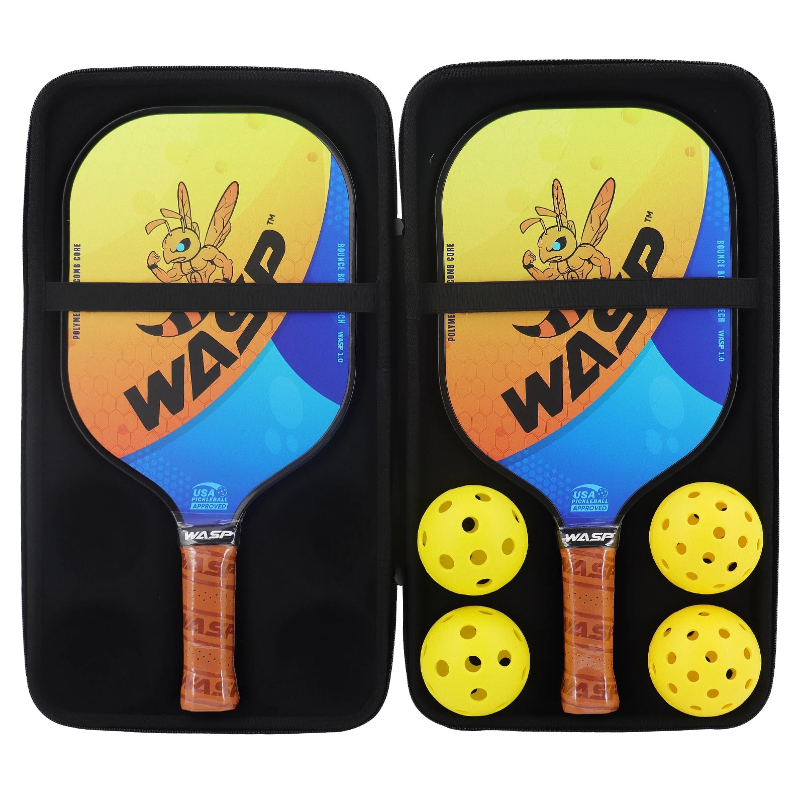 Unisex USAPA Compliant Pickleball Paddles Set with 4 Pickleballs Bounce Booster Tech 2 Rackets per Set