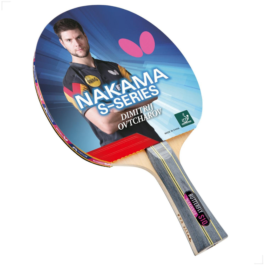 Butterfly Nakama S-10 Table Tennis Racket – ITTF Approved Butterfly Ping Pong Paddle – Wakaba Table Tennis Rubber and Thick Sponge Layer Ping Pong Racket – 2 Ping Pong Balls IncludedBlack/Red
