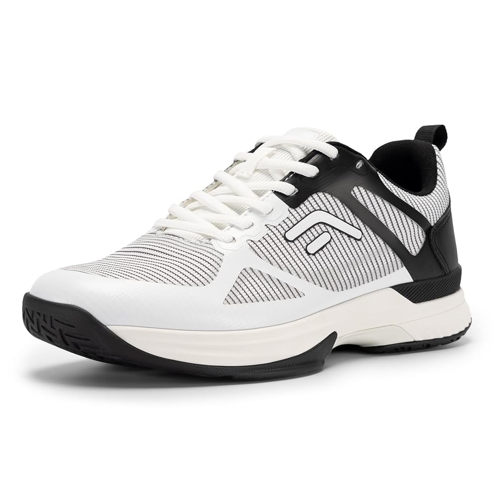 FitVille Wide Pickleball Shoes for MenAll Court Tennis Sneakers Shoes with Arch Support White/Black
