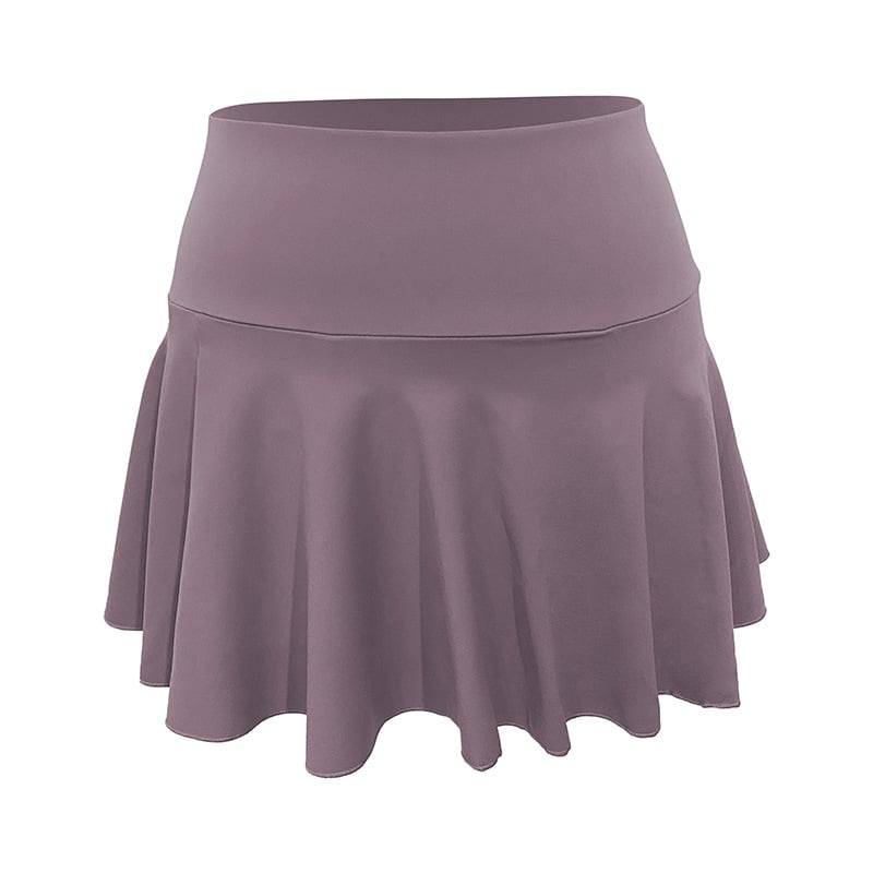 Nude Pleated Two-Piece Sports Tennis Skirt