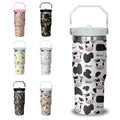 30 oz Cow Travel Tumbler with Handle and Flip Straw Stainless Steel Insulated Cup with Lid and StrawTravel Coffee Mug Water BottleChristmas Birthday Mothers Day Gifts for Women Animal Lovers