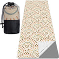 Bulyoou Non Slip Yoga Mat Towel with 4 Corner Pockets with Travel Bag Sweat Absorbent Microfiber Hot Yoga Mat Towel Grip Soft Yoga Blanket for Hot Yoga Pilates Workout Gym 74"x25"(Boho)