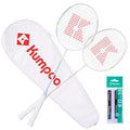 KUMPOO Badminton Set of 2 Carbon Fiber Rackets 1 Racket Grip Tapes 1 Badminton Bag Pink Badminton Rackets Professional for Beginner Trainning Outdoor Games RS-01