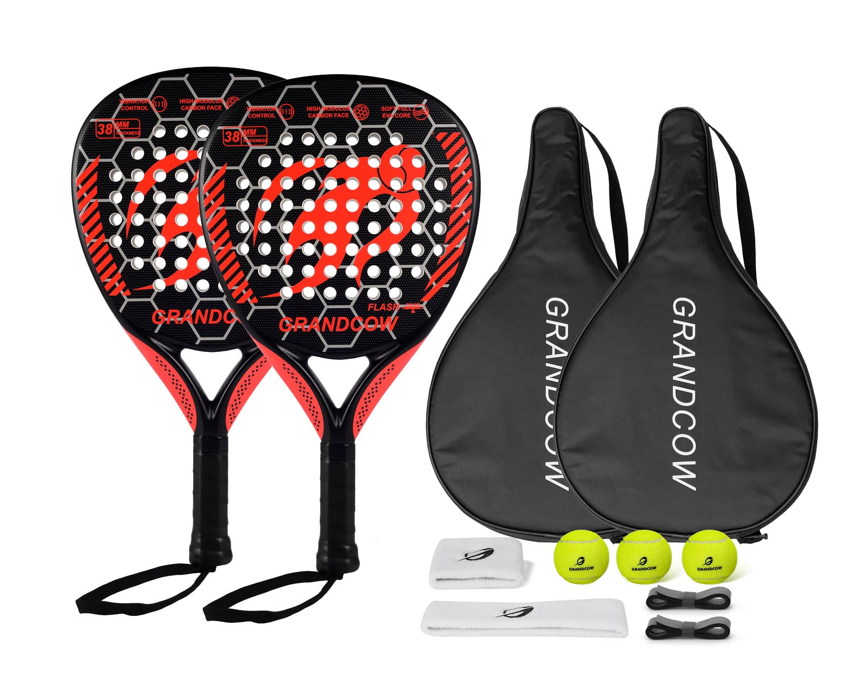 Padel Racket raqueta pala de Padel Carbon Fiber POP Tennis Racket Set Beginner Full Package with Cover 3 Balls Headband Wristband and Backup overgrip