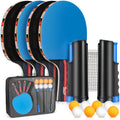 Ping Pong Paddles Set 4 Table Tennis Paddles8 BallsRetractable Ping Pong Net Ideal Indoor Table Tennis Set Perfect for Professional and Recreational Games(Blue)