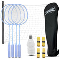 Magicorange Badminton Rackets Set of 5 for Outdoor Backyard Games Including 4 Racquets4 Shuttlecocks 4 Replacement Grip Tapes1 Badminton net & 1 Carry Bag (Purple)