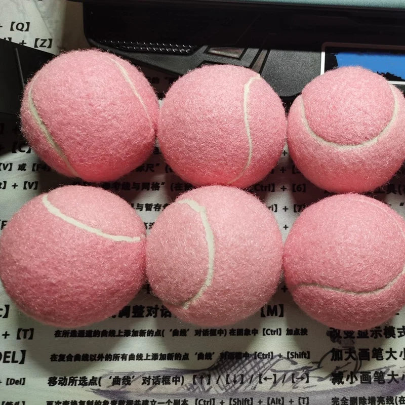 6Pcs Pack Pink Tennis Balls Wear-Resistant Elastic Training Balls 66mm Ladies Beginners Practice Tennis Ball for Club