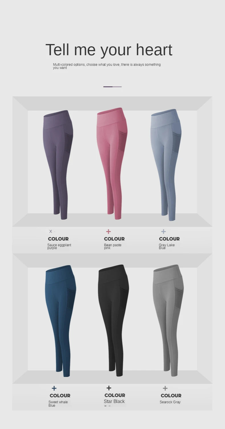 Yoga Pants Pockets Hip-lifting Bottoming Quick-drying Yoga Clothes Breathable Stretch Mesh Side Pockets Running Fitness Pants