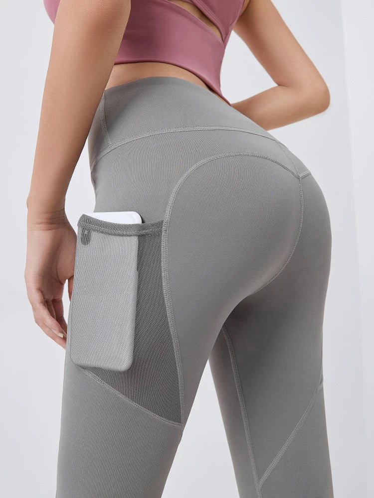 Yoga Pants Pockets Hip-lifting Bottoming Quick-drying Yoga Clothes Breathable Stretch Mesh Side Pockets Running Fitness Pants