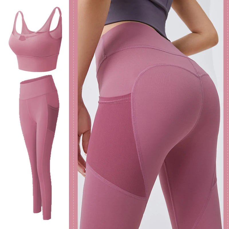 Yoga Pants Pockets Hip-lifting Bottoming Quick-drying Yoga Clothes Breathable Stretch Mesh Side Pockets Running Fitness Pants