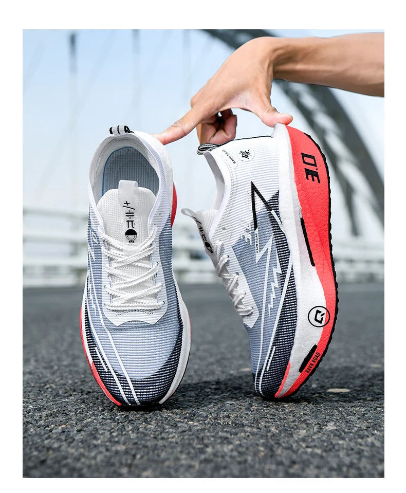 Women's Carbon Board Sneakers Anti-slip Cushioned Comfortable Racing Training Running Shoes Mesh Tennis Shoes Casual for Women