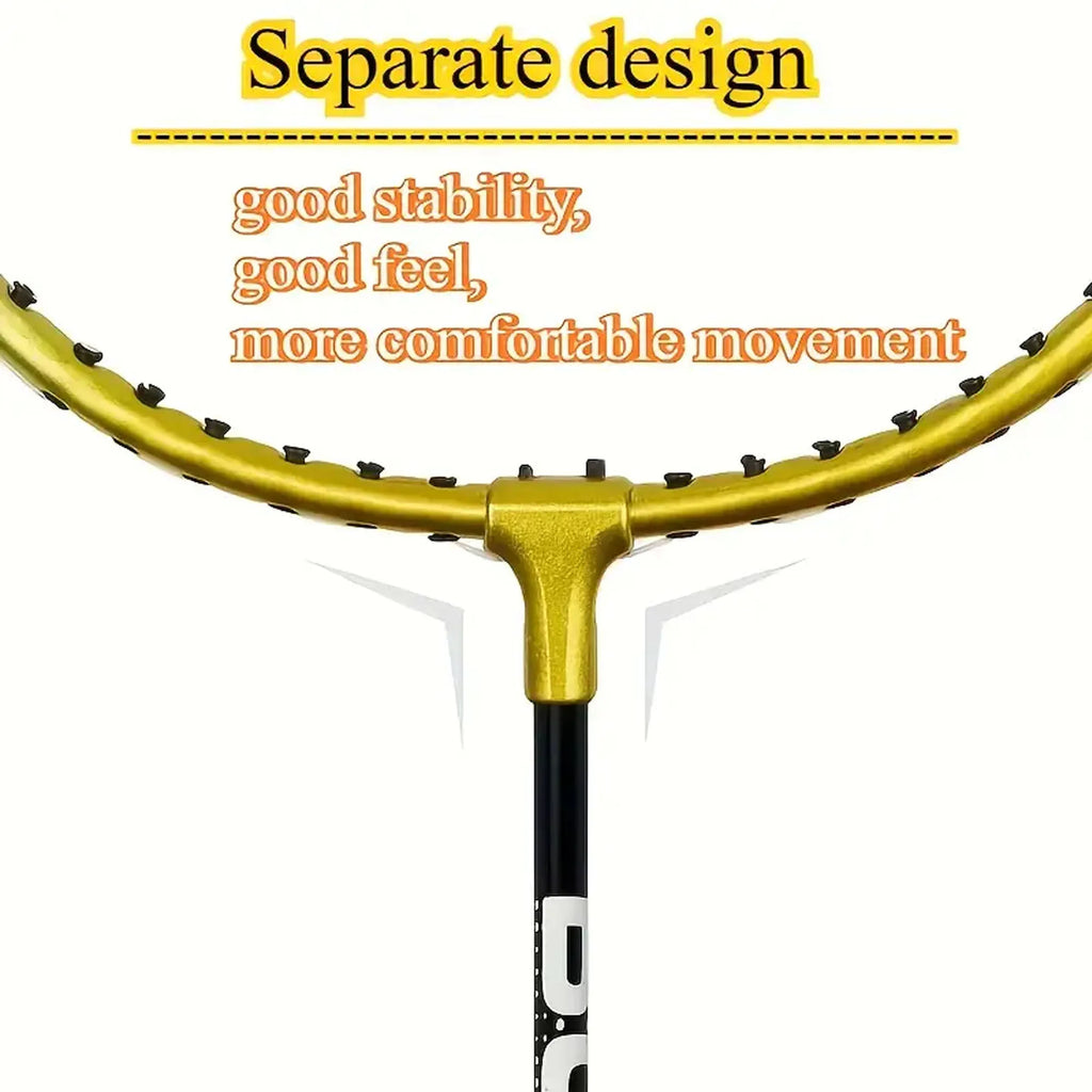 1 Set (2 Rackets + 3 Nylon Badminton Shuttlecocks + 1 Storage Bag) 205 Black Gold Split Badminton Racket, Lightweight and Durable, Sports Nylon Mesh Iron Alloy Split Double Racket