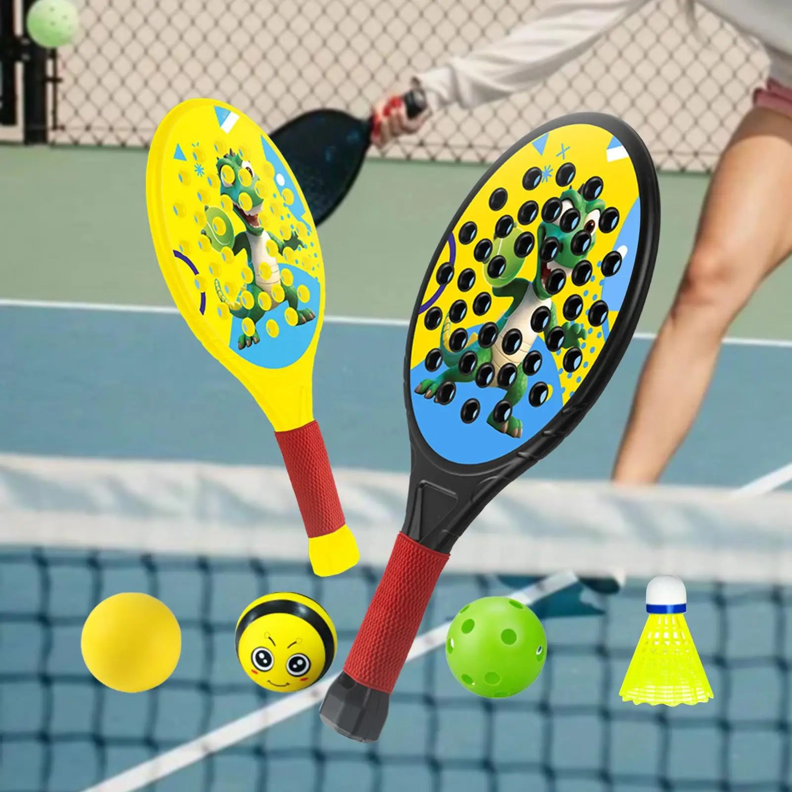 2Pcs Kids Padel Rackets Paddles Set Stylish Sweat Absorbing Gripping Paddle Tennis Racquets Rackets for Beginners Kids Sports