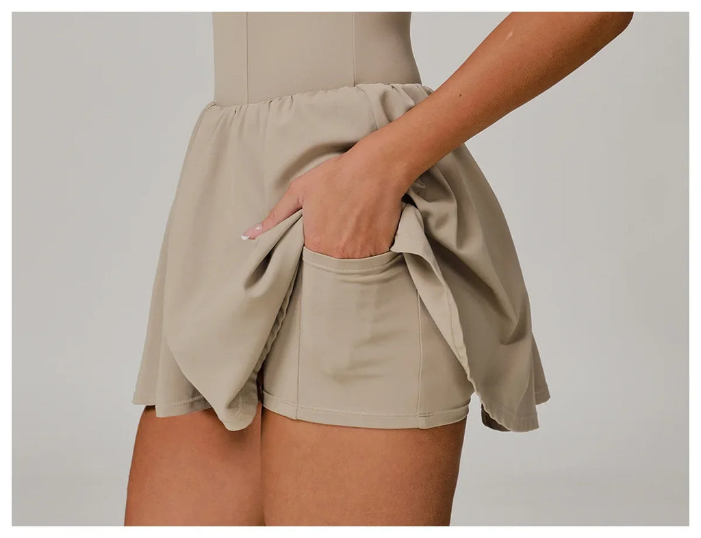 Tennis Skirt Sports Fitness Stand-up Collar Anti-light Golf Badminton Casual Fitness Workout Clothing Gym Yoga Suit for Women