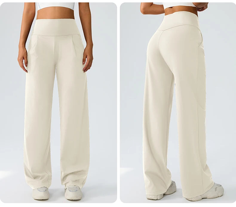 Yoga wide leg pants for women high waisted loose straight leg pants casual sports yoga pants women's outerwear