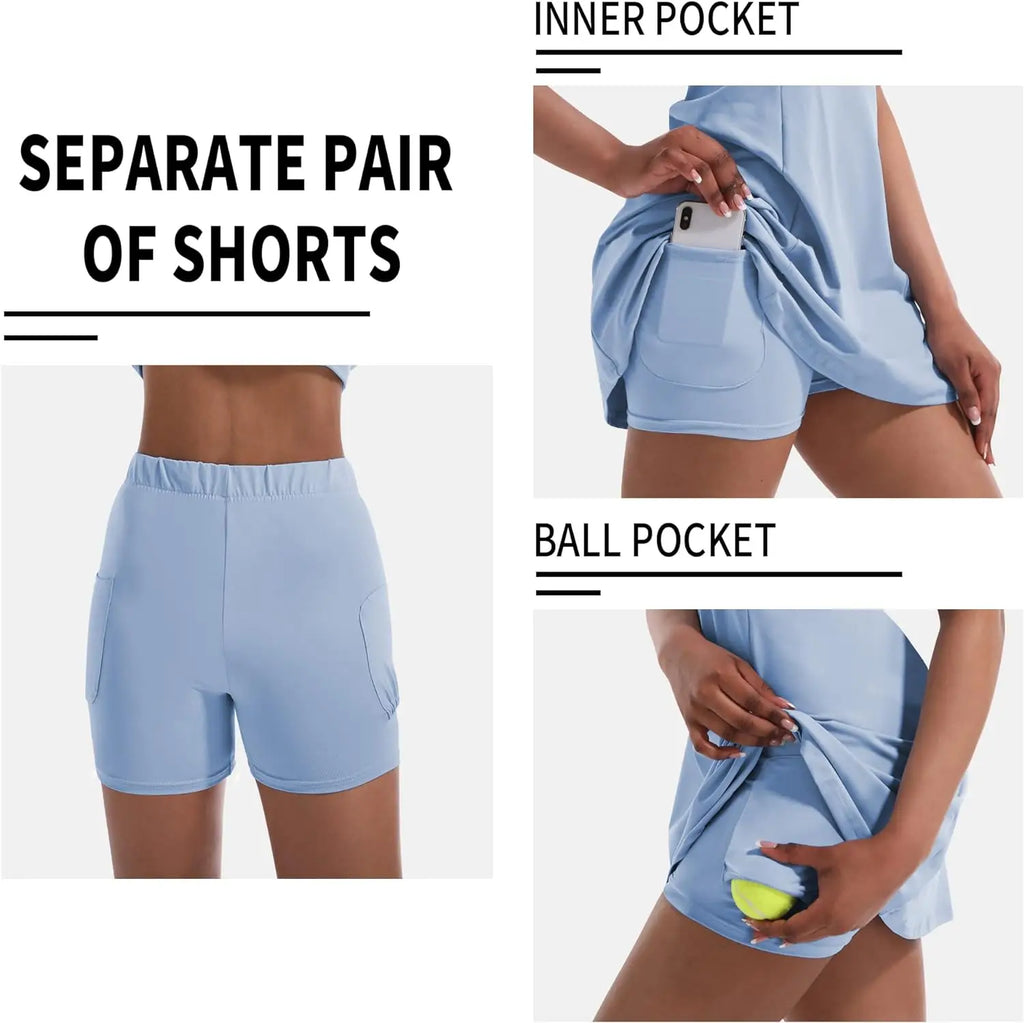 Tennis and polo dress, yoga skirt, gym uniform,soft elastic sportswear,tennis, built-in shorts, ball, badminton