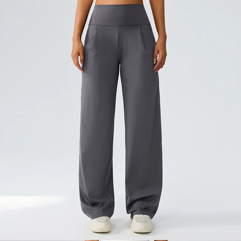 Yoga wide leg pants for women high waisted loose straight leg pants casual sports yoga pants women's outerwear