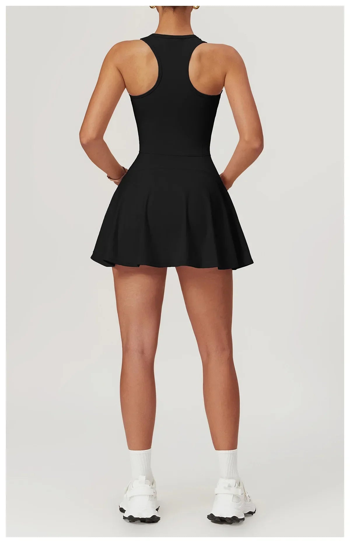 Women Tennis Dress with Short Zipper Anti emptied Stretchy Sports Skirt Wear for Fitness Gym Yoga Golf Badminton Clothing Set