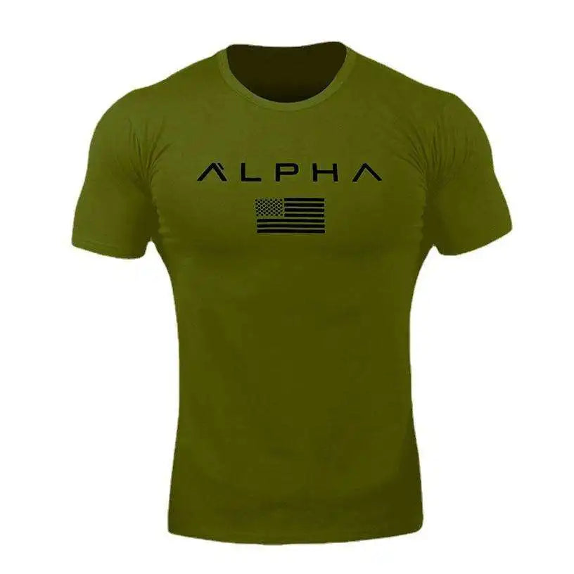 New Fitness Clothes Men's T-shirt Sports Outdoor Running Training Quick Dry round Neck Short Sleeve Youth Popular Geometric P...