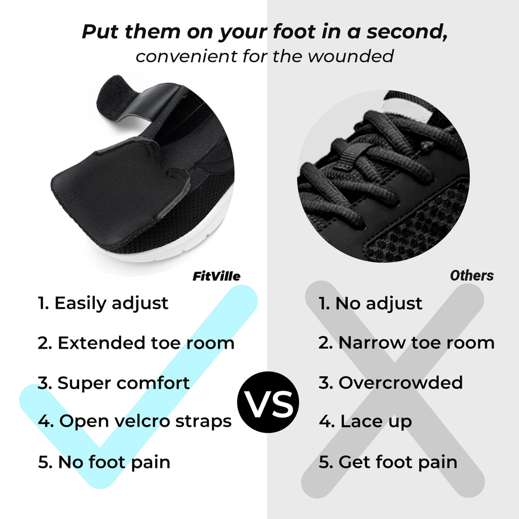 FitVille Women's Shoes Wide Diabetes Shoes Adjustable Strap for Swollen Feet Slip on Walking Lightweight Comfortable Sneakers