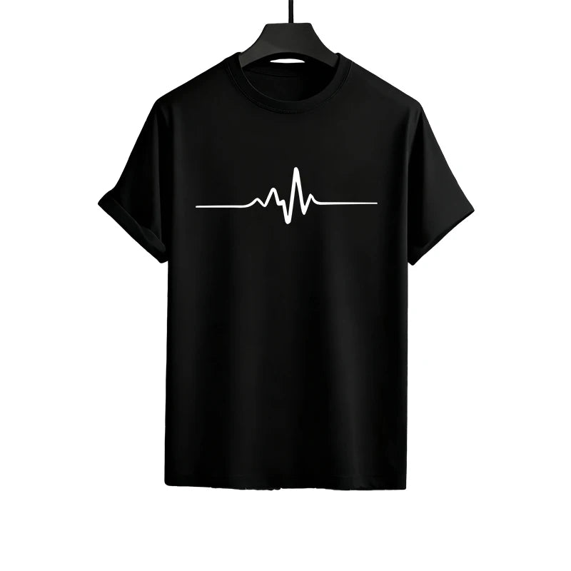 Men's T-shirt sports outfit with print, casual wear for outdoor gym, jogging, street clothing, summer T-shirt shorts