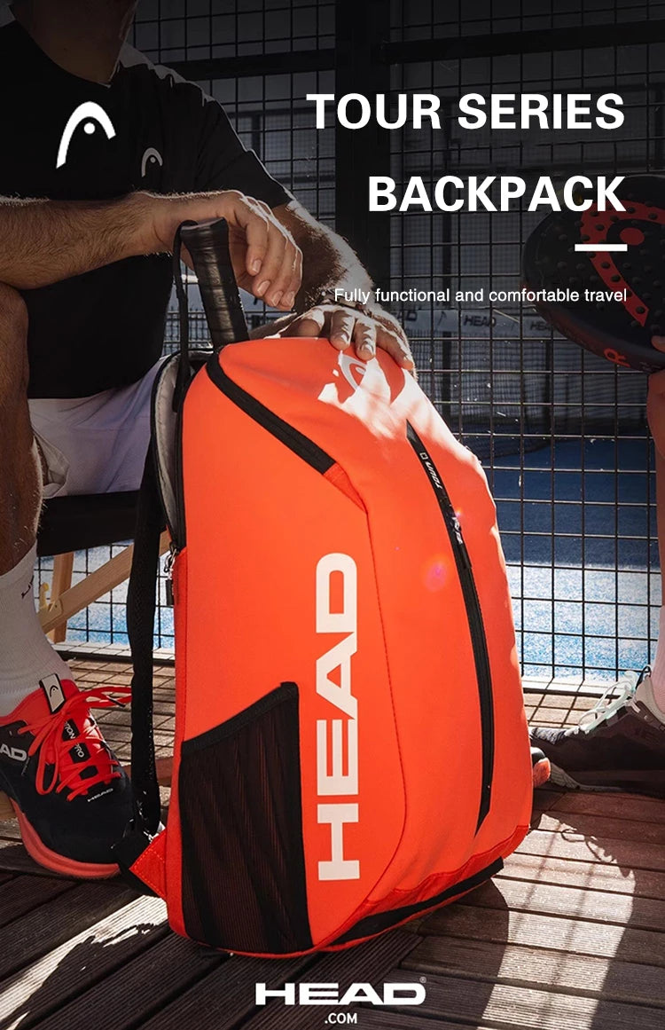 HEAD TOUR TEAM Series Original Tennis Backpack 1-2Pack Tennis Racket Bag Padel Beach Shoulder Racquet Bag With Shoes Space 25L