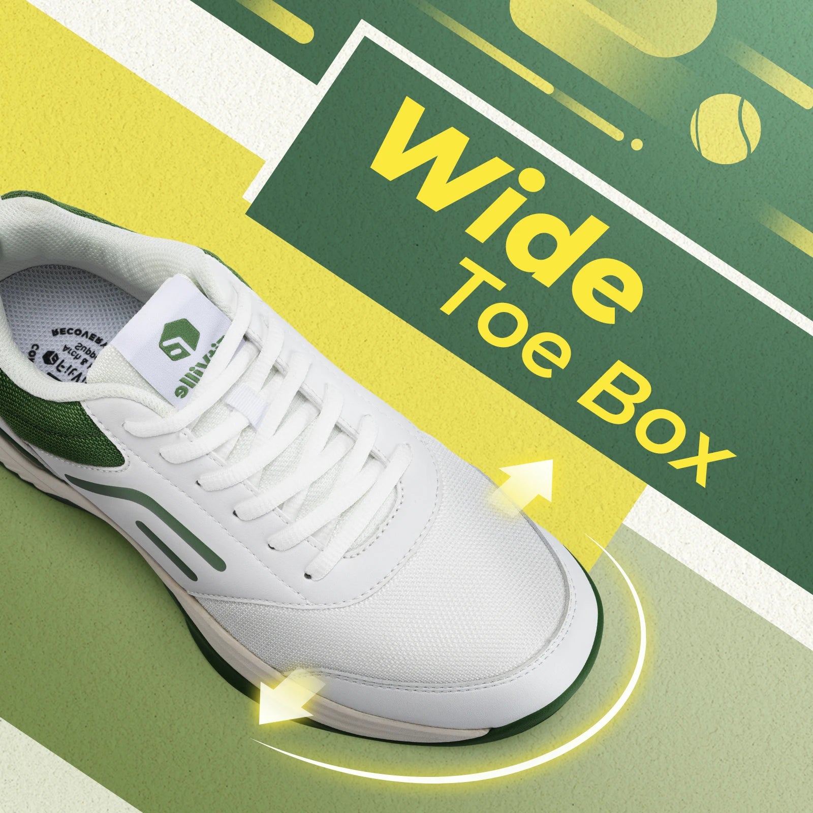 Fittington Wide Pickleball Shoes for Men Casual Sport Sneakers Breathable Tennis Shoes Hard Court Racquetball Cushioning Support