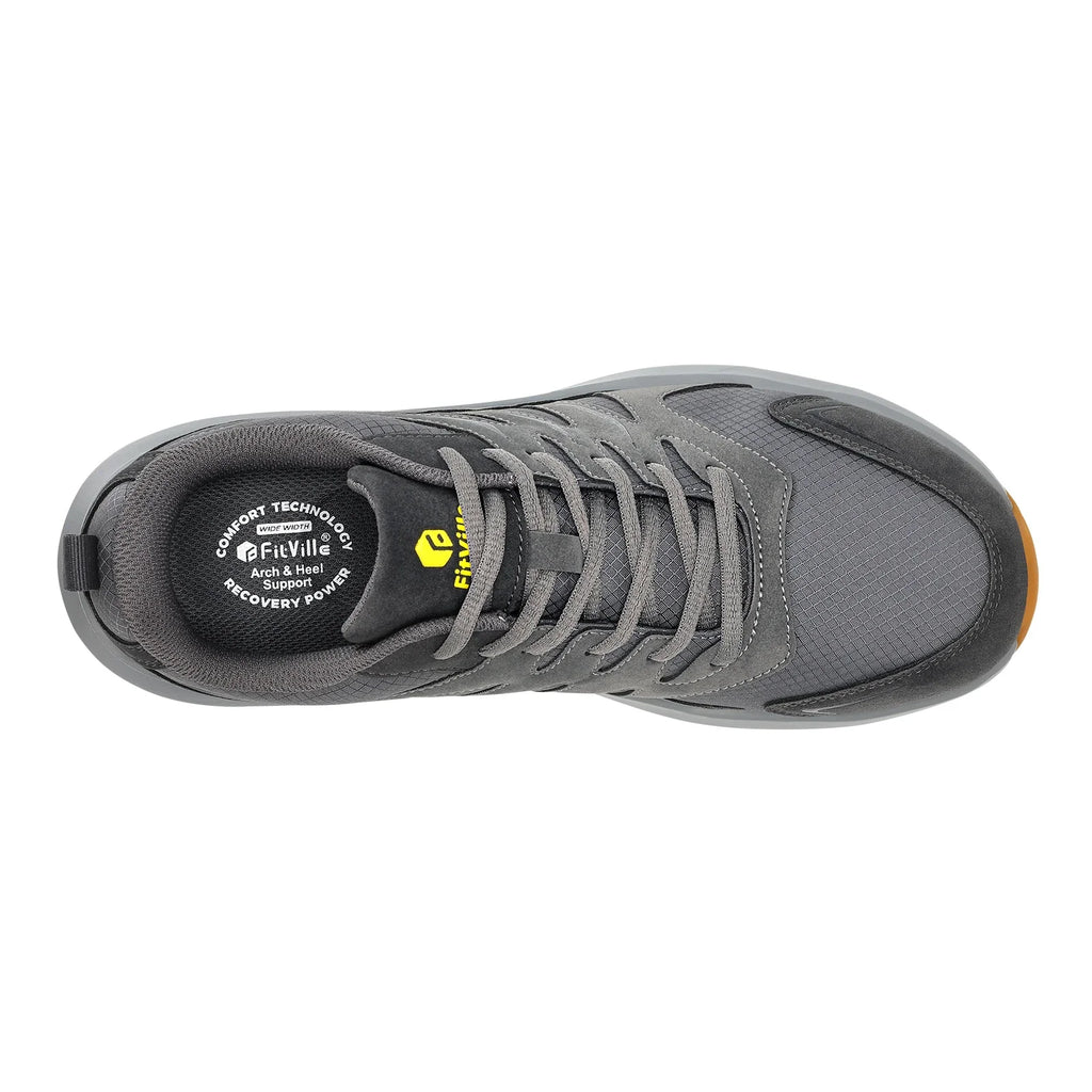 FitVille Extra Wide Sneakers For Men Hiking Walking Shoes Wide Toe Box Lightweight Running Shoe For Flat Feet With Arch Support