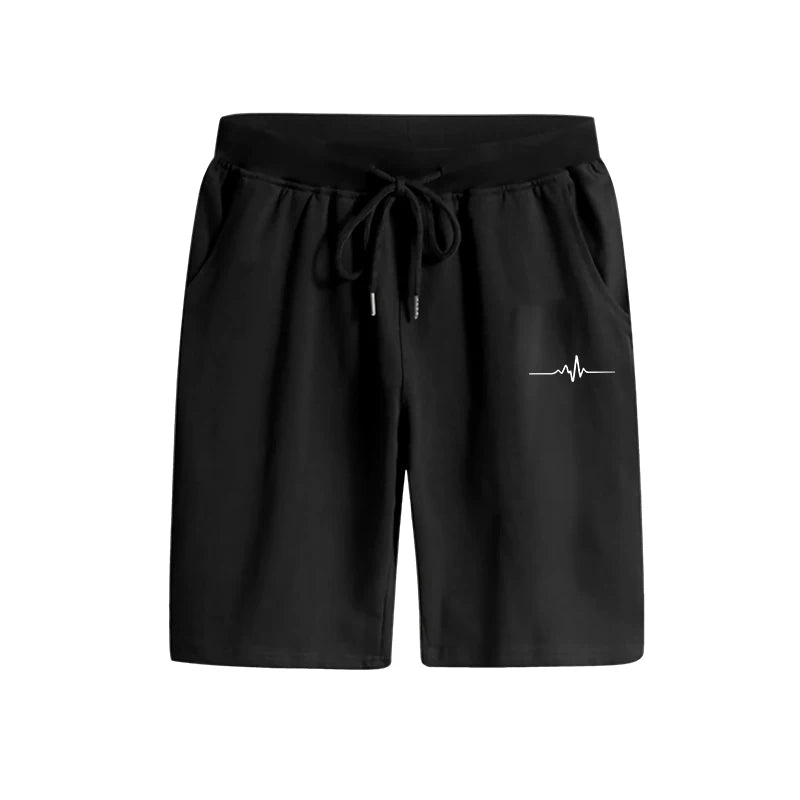 Men's T-shirt sports outfit with print, casual wear for outdoor gym, jogging, street clothing, summer T-shirt shorts