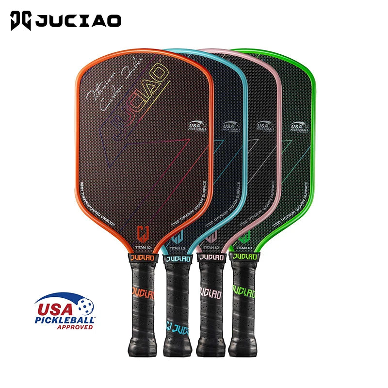 JUCIAO T-Titanium Pickleball Paddle Carbon Fiber Pickleballs For Spin And Control Foam  Injected Edges Thermoformed Pickleball