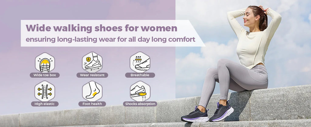 Fittington Women's Sports Shoes Wide Women Sneakers Non-Slip Tennis Walking Running Shoes For Women Swollen Feet Pain Relief