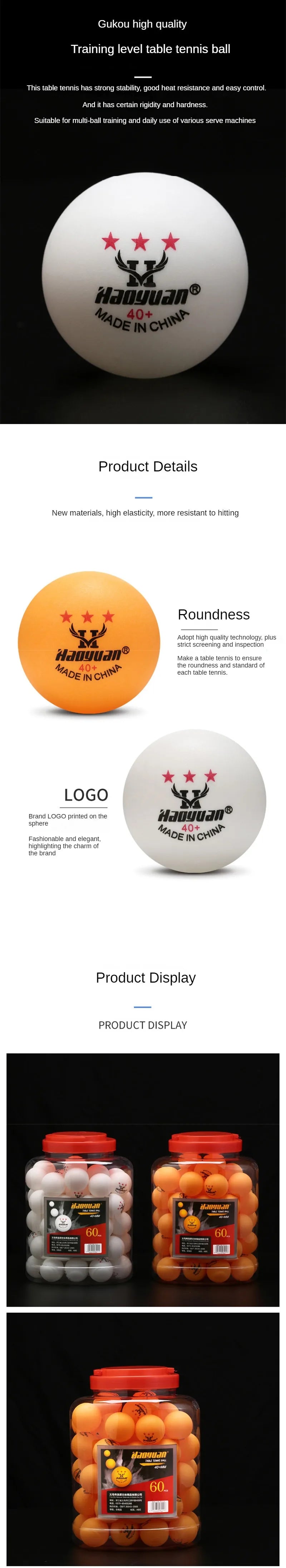 60Pcs Professional 3 Star Table Tennis Balls D40+mm 2.8g New Material ABS Plastic Ping Pong Ball Adult Training For Competition