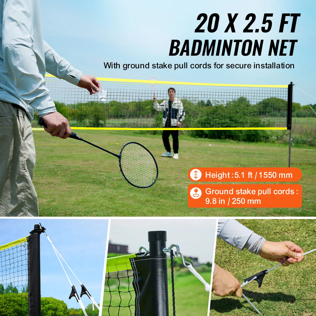 SucceBuy Badminton Net Set Outdoor Backyard Beach Park Badminton Net Portable Badminton Equipment Set Adults Kids Badminton Net