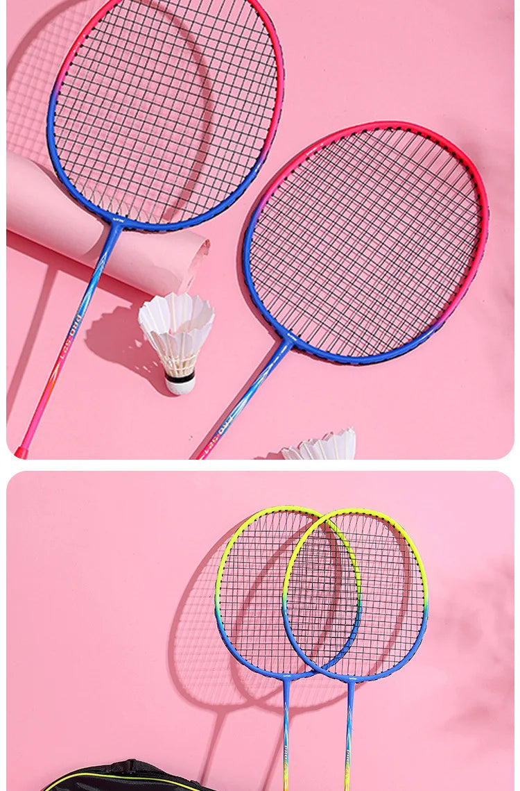 New Durable Badminton Rackets (Set of 2) – Ideal for Adults and Secondary School Students: High-Bounce Rackets for Beginners