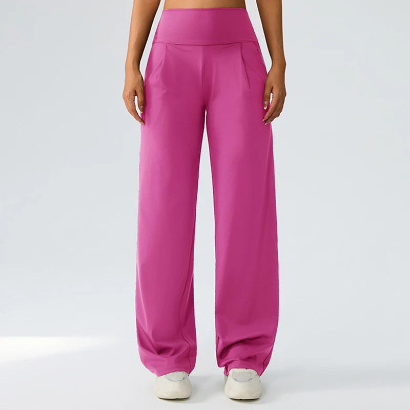 Yoga wide leg pants for women high waisted loose straight leg pants casual sports yoga pants women's outerwear