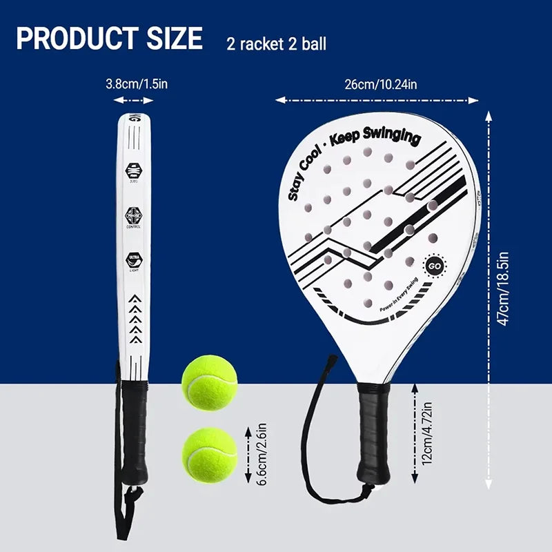 Padel Racket with Carbon Fiber Surface & EVA Memory Foam Core – Lightweight Well-Balanced Padel for Beginners and Intermediate