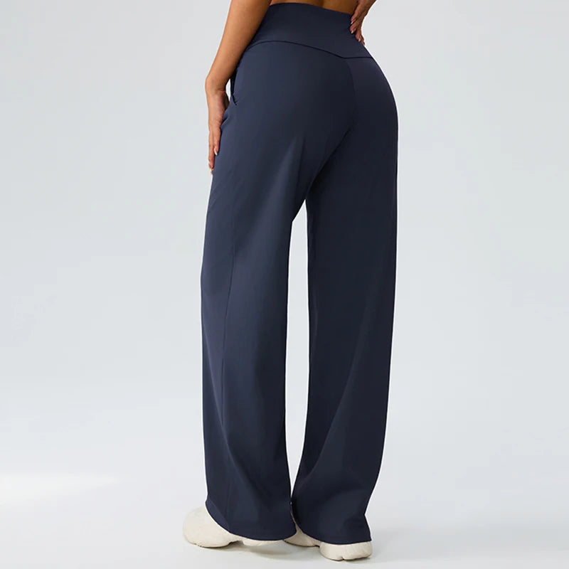 Yoga wide leg pants for women high waisted loose straight leg pants casual sports yoga pants women's outerwear