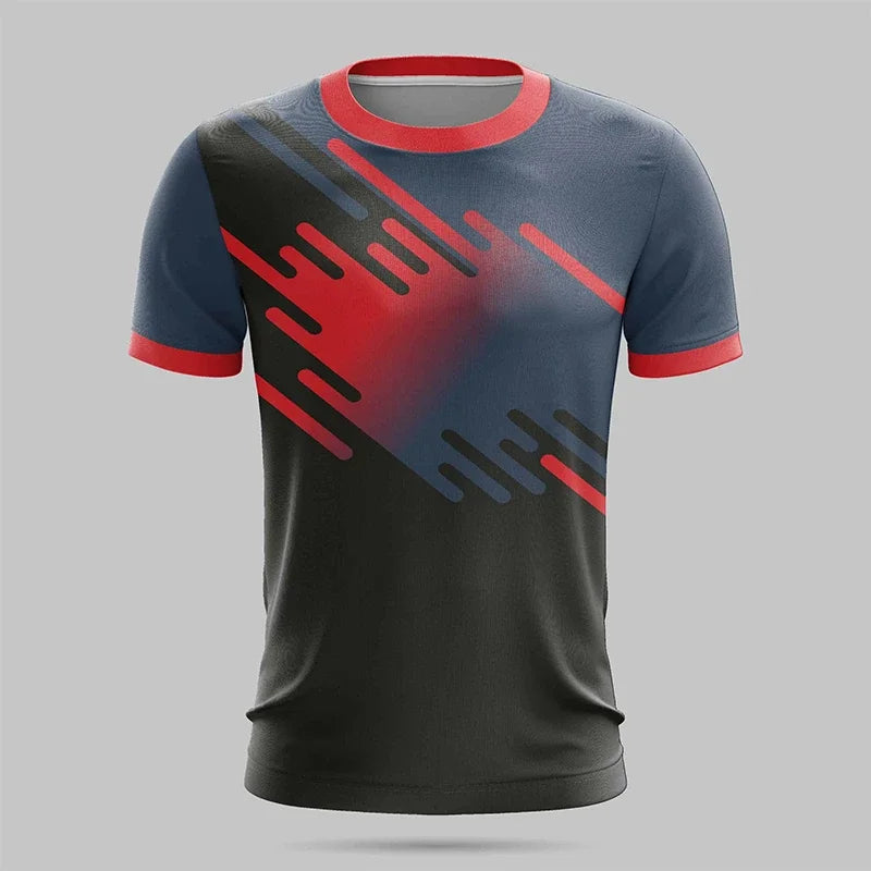 Men's Hiking Outdoor Sports T-Shirt Fashion 3D Print Design Stripe Tshirts For Men Clothes 2025 Summer Loose Breathable Tee Tops