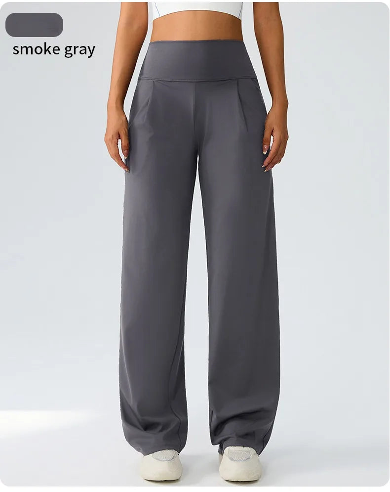 Yoga wide leg pants for women high waisted loose straight leg pants casual sports yoga pants women's outerwear