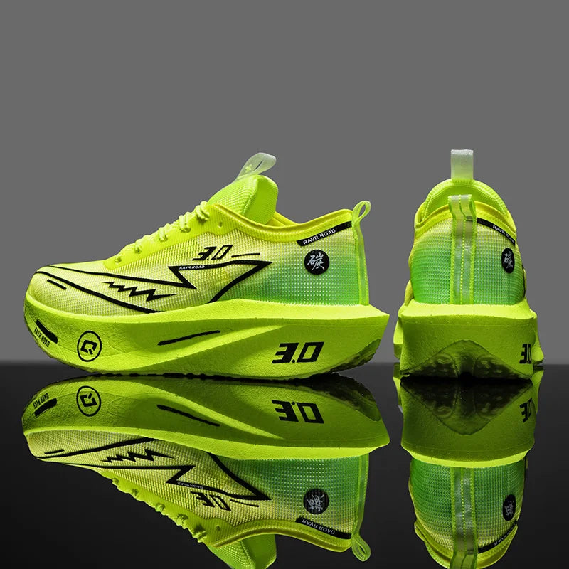 Women's Carbon Board Sneakers Anti-slip Cushioned Comfortable Racing Training Running Shoes Mesh Tennis Shoes Casual for Women