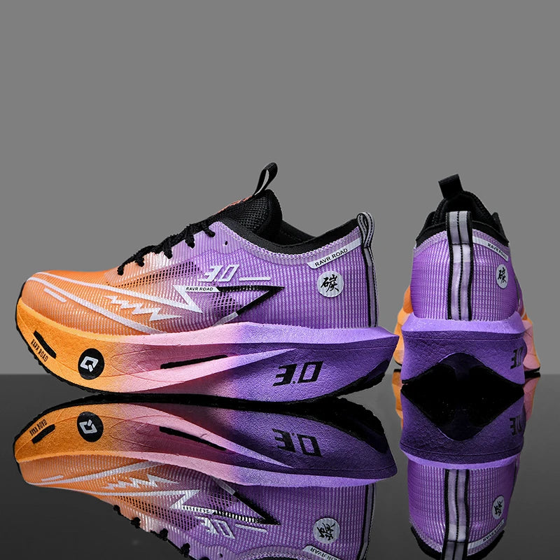Women's Carbon Board Sneakers Anti-slip Cushioned Comfortable Racing Training Running Shoes Mesh Tennis Shoes Casual for Women