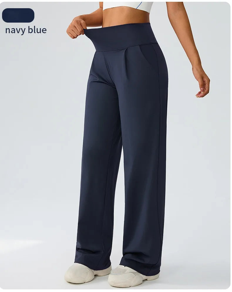 Yoga wide leg pants for women high waisted loose straight leg pants casual sports yoga pants women's outerwear